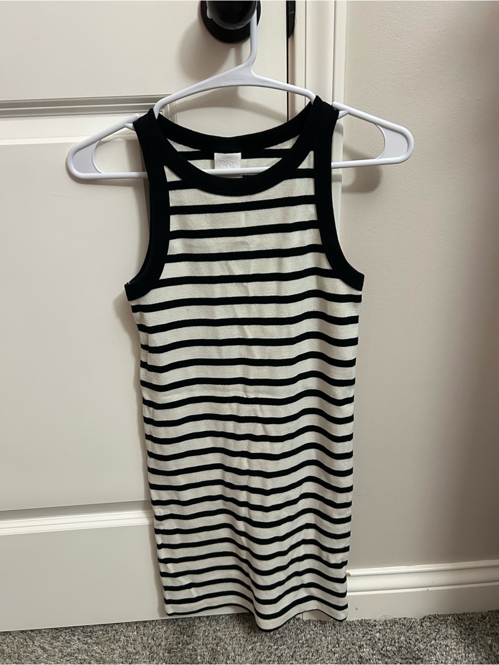 Zara Black and White Striped Tank Dress